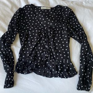 Abercrombie and Fitch polka dot black blouse
